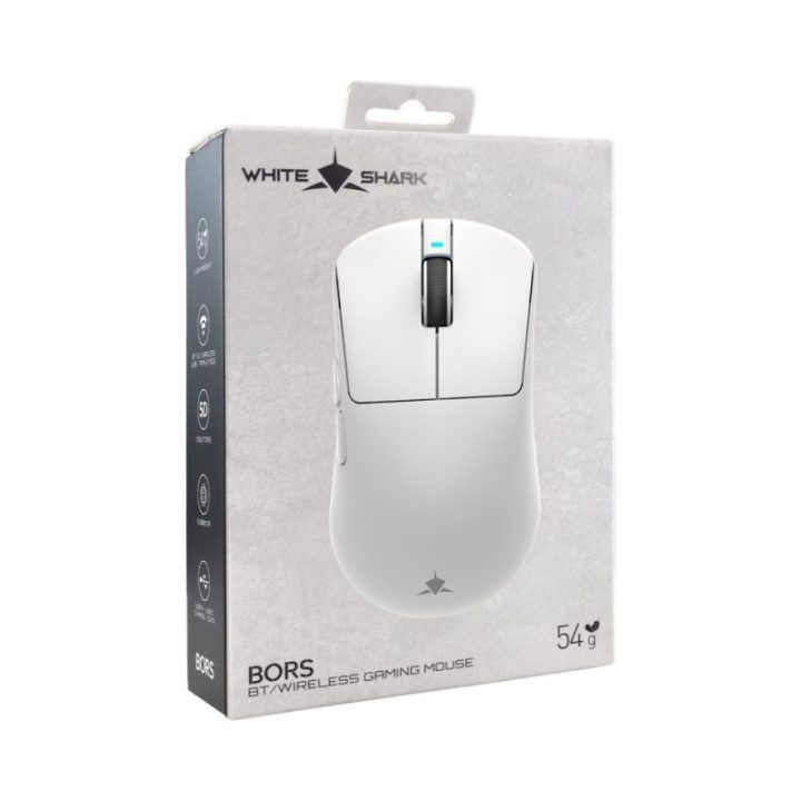 White Shark BORS-W WGM-5021 belaidė žaidimų pelė, juoda