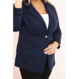 Moteriškas Plus Size švarkas, tamsiai mėlynas