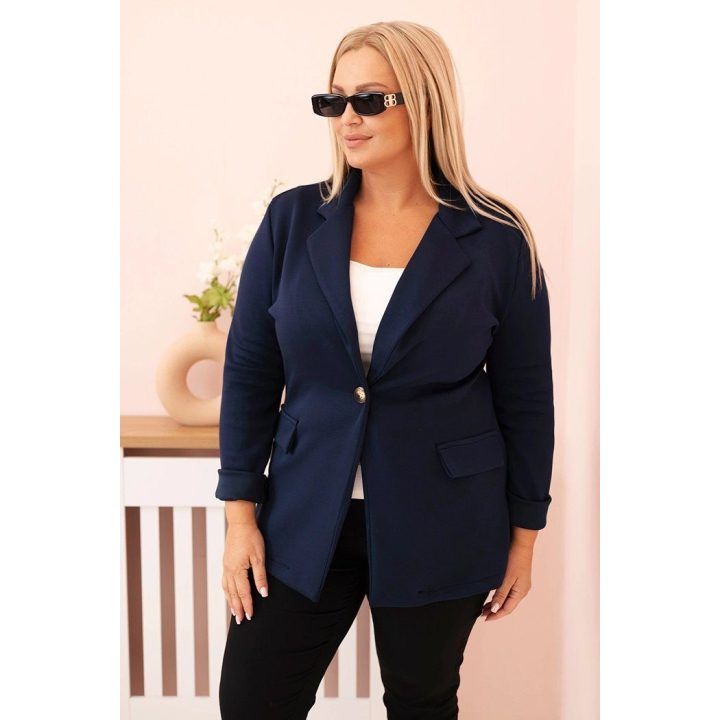 Moteriškas Plus Size švarkas, tamsiai mėlynas