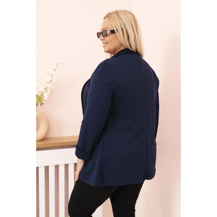 Moteriškas Plus Size švarkas, tamsiai mėlynas