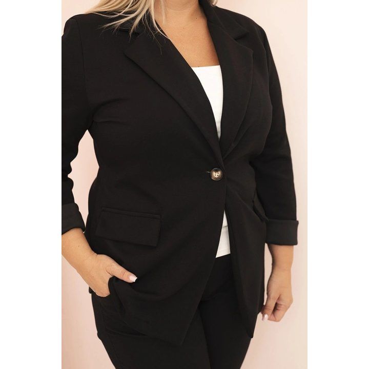 Moteriškas Plus Size švarkas, juodos spalvos
