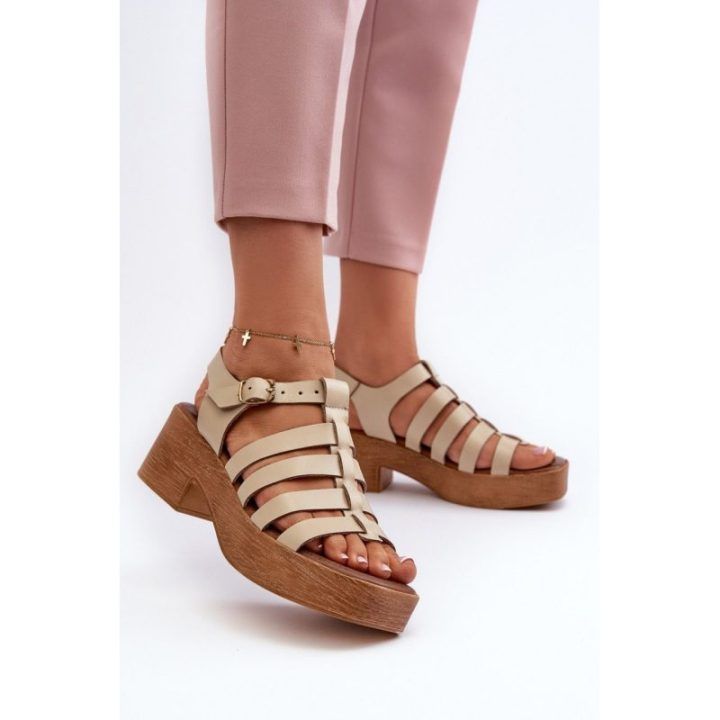 Smėlio spalvos basutės su kulnu Step in style