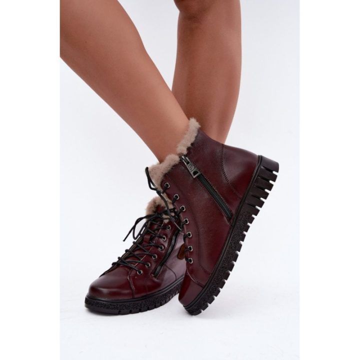 Bordo spalvos aulinukai su natūralia oda Step in style