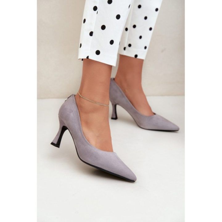 Šviesiai pilki aukštakulniai bateliai Step in style