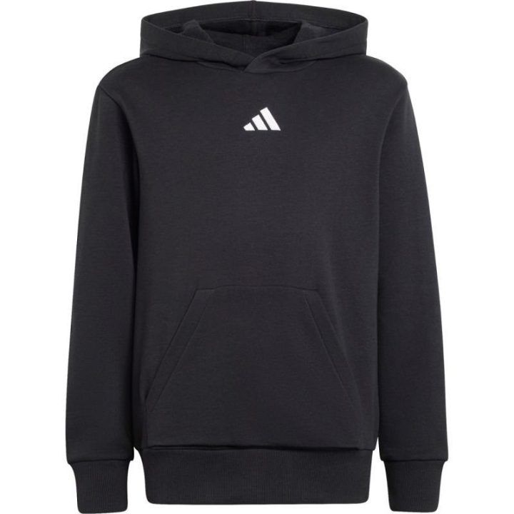 Vaikiškas adidas džemperis su gobtuvu, juodas