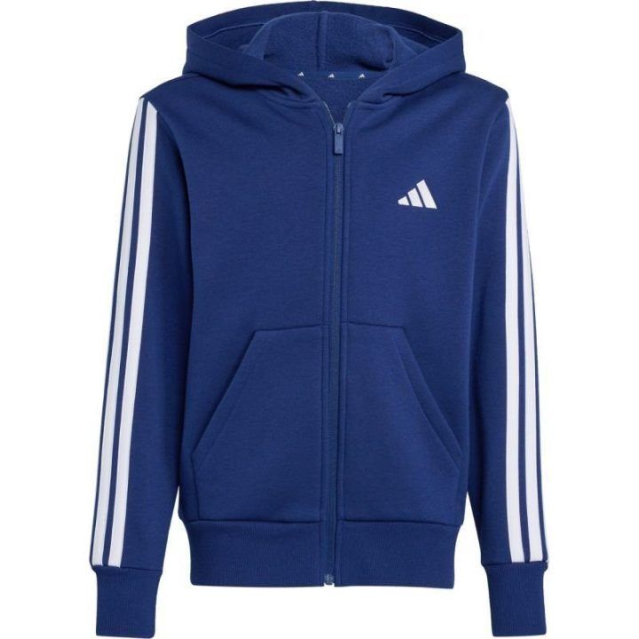Vaikiškas adidas džemperis su užtrauktuku, tamsiai mėlynas