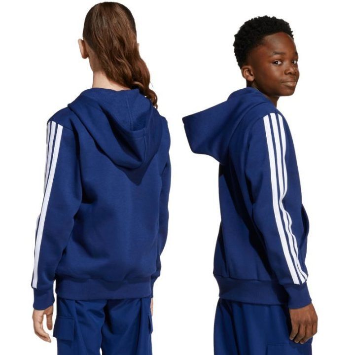 Vaikiškas adidas džemperis su užtrauktuku, tamsiai mėlynas