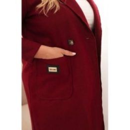 Moteriškas Plus Size paltas su apykakle, bordo spalvos