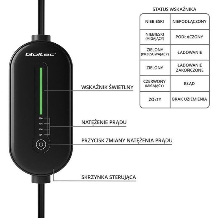 Mobilus EV įkroviklis su LCD ir LED, Typ 2, 3,5 kW, 5 m