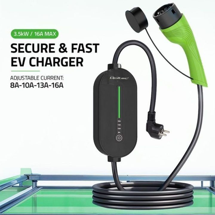 Mobilus EV įkroviklis su LCD ir LED, Typ 2, 3,5 kW, 5 m