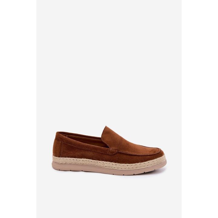 Vyriški mokasinai espadrilės, rudos spalvos