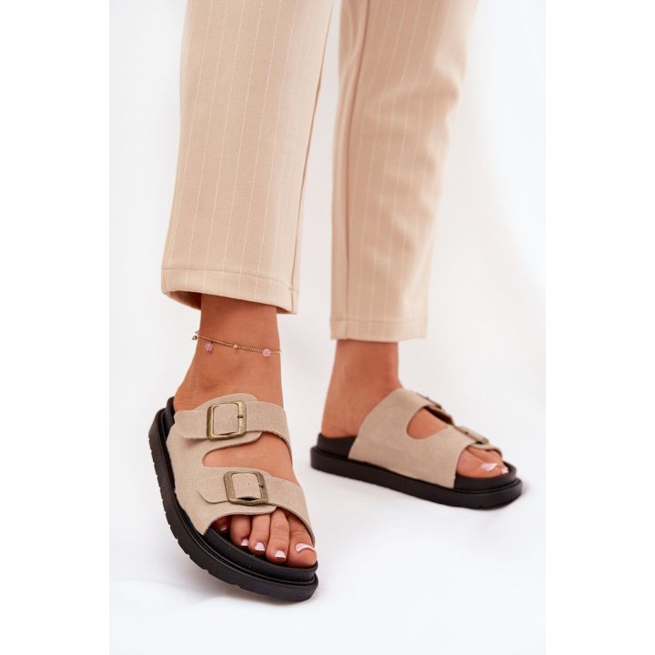 Smėlio spalvos basutės su sagtimis Step in style