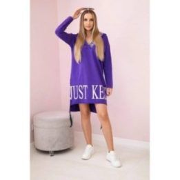 Suknelė su gobtuvu ir raštu, tamsiai violetinė