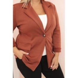 Moteriškas Plus Size švarkas su viskoze, oranžinės spalvos