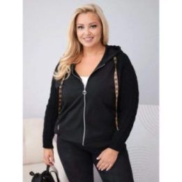 Moteriškas Plus Size džemperis su gobtuvu, juodos spalvos