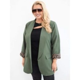 Moteriškas Plus Size švarkas chaki spalvos