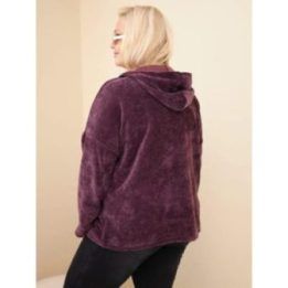 Moteriškas Plus Size džemperis su gobtuvu, tamsiai violetinis