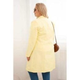 Moteriškas Plus Size paltas su apykakle, geltonos spalvos