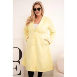 Moteriškas Plus Size klasikinis paltas su sagomis, geltonos spalvos