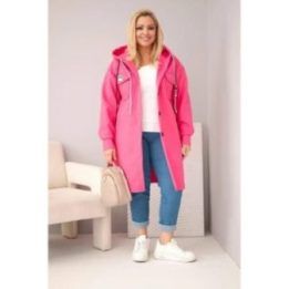 Moteriškas Plus Size paltas su gobtuvu, rožinės spalvos