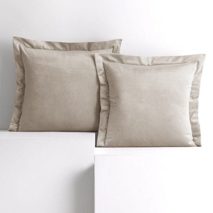 Aksominis pagalvėlės užvalkalas AmeliaHome 45 × 45 cm, smėlio spalvos