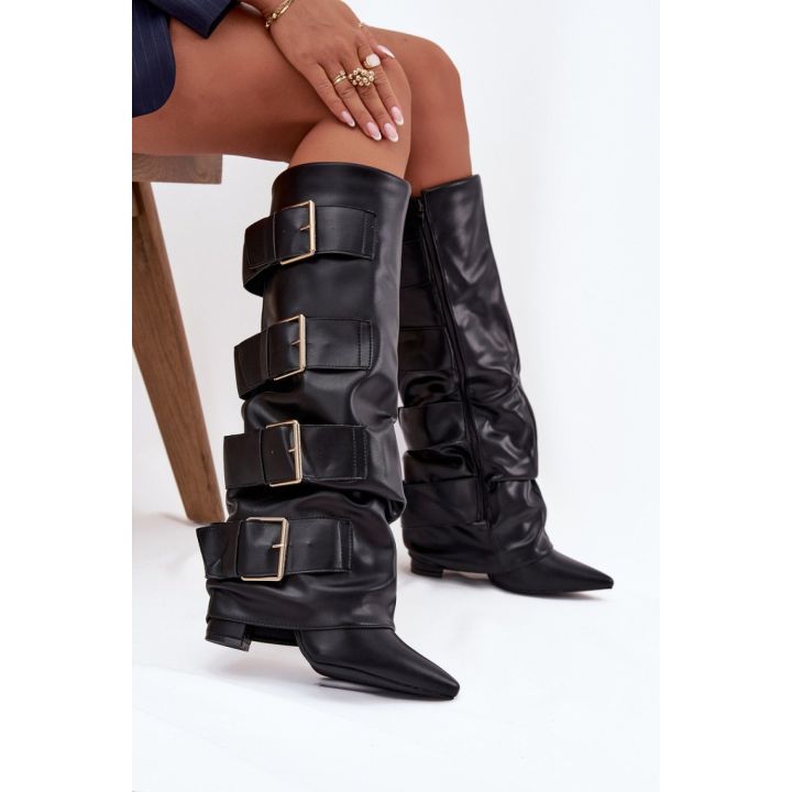 Ilgaauliai batai virš kelių su kulnu Step in style