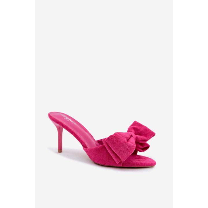 Fuksijos spalvos aukštakulnės basutės su kaspinu Step in style