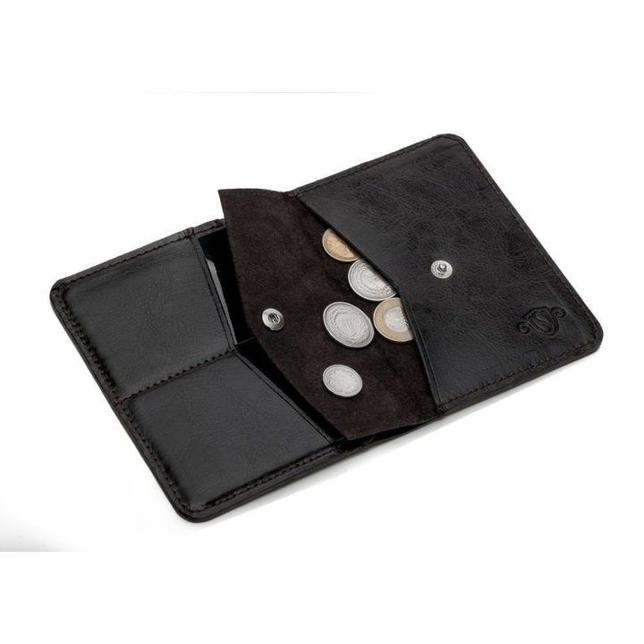 Plona vyriška odinė piniginė su monetų laikikliu SOLIER SLIM DARK BROWN