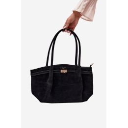 Juoda zomšos imitacijos rankinė per petį Flora&Co Paris