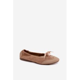 Smėlio spalvos balerinos su raišteliais Step in style
