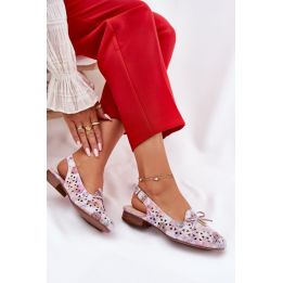 Kreminės spalvos ažūrinės balerinos su kulniuku Step in style