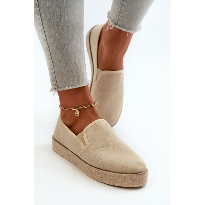 Moteriškos espadrilės su platforma, smėlio spalvos