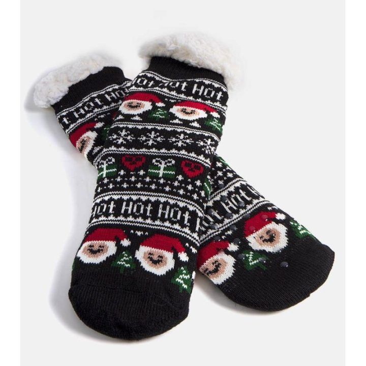 Juodos šilti kojinės su Santa Challa