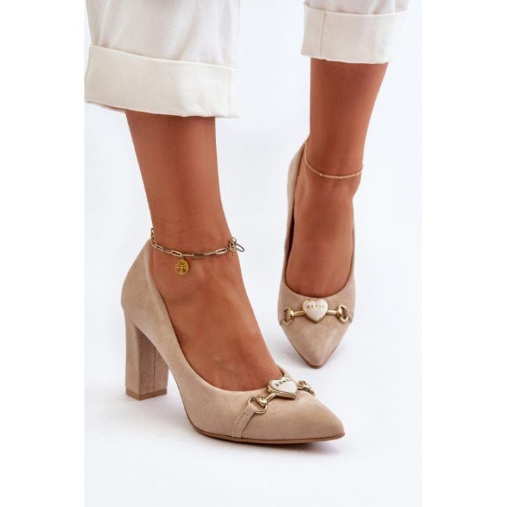 Batai blokiniu kulnu Step In Style – tamsiai smėlio
