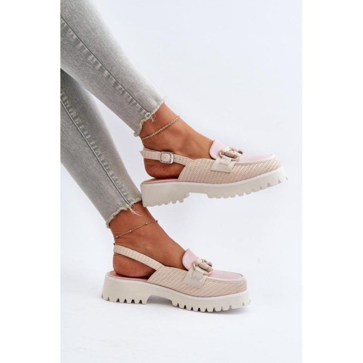 Sandalai su kulnu Step In Style – tamsiai smėlio