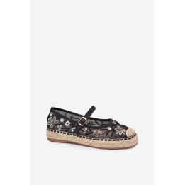 Juodos espadrilės su gėlių siuvinėjimu Step in style