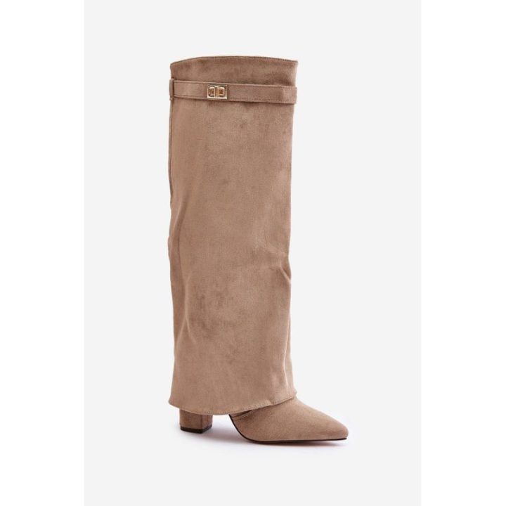 Moteriški Bralise Eco Suede batai su užlenkta viršutine dalimi ant kulno, smėlinės spalvos