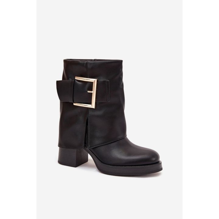 Moteriški aulinukai su stambiu kulnu, juodi