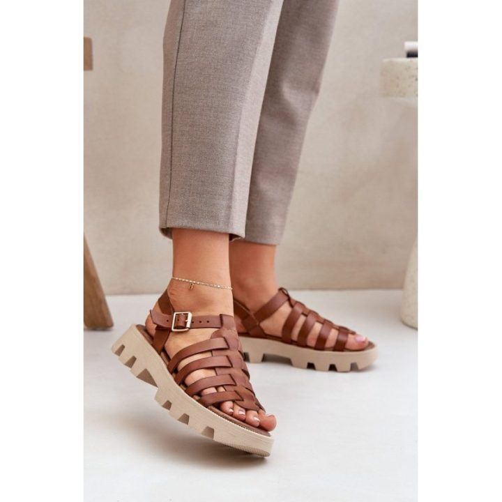 Odinės moteriškos basutės Zazoo camel spalvos