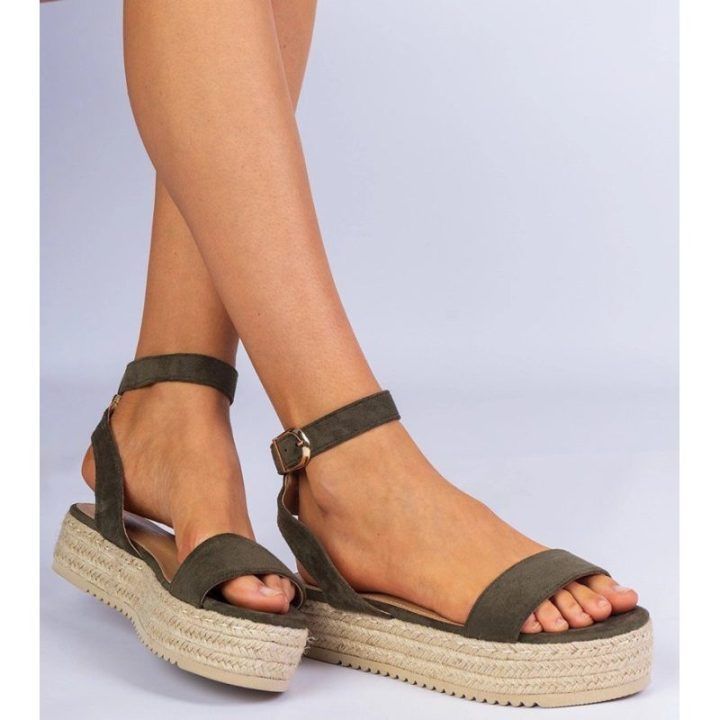 Žalios espadrilės basutės ant platformos Kalesio“