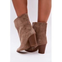 Moteriški aulinukai su stambiu kulnu, pilkai smėlio spalvos