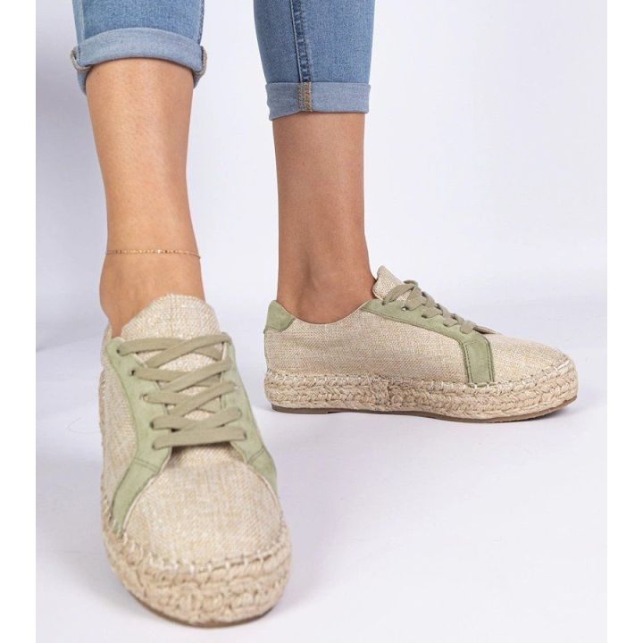 Moteriškos žalios espadrilės su raišteliais Malsi