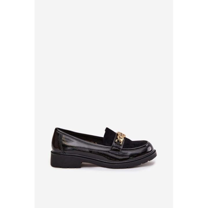 Lakuotos moteriškos juodos loafers tipo basutės S.Barski