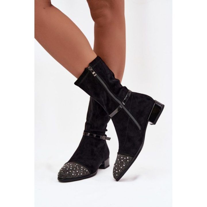 Aulinukai juodi su blizgiu nosele ir dirželiu Step in Style