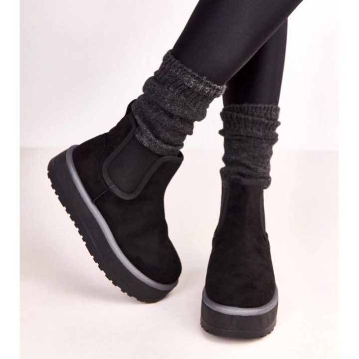 Juodi moteriški žemi sniego batai su tampria įsiuva Nancey