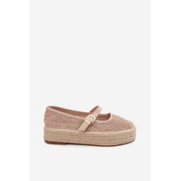 Moteriškos espadrilės su dirželiu, smėlio spalvos