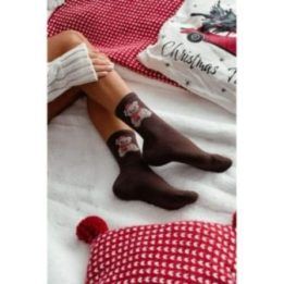 Kojinės kalėdinės su meškučiu Santa kepurėje
