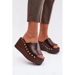 Basutės su kulnu, rudos Step in style