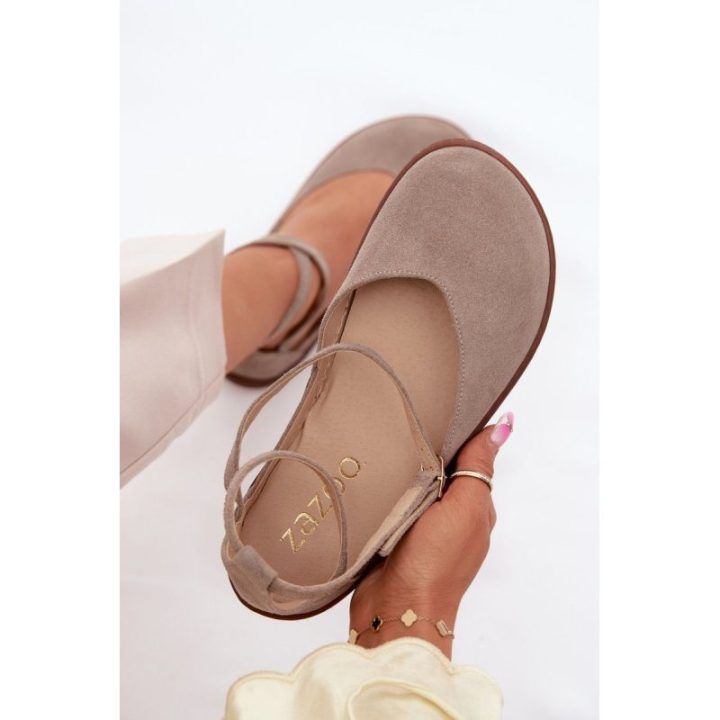 Moteriškos zomšinės barefoot balerinos Zazoo 320, cappuccino