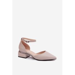 Šviesiai smėlio spalvos basutės su kulnu Step in style